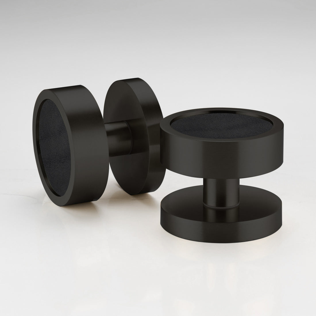 Brass & Leather Mortice Door Knobs in Black