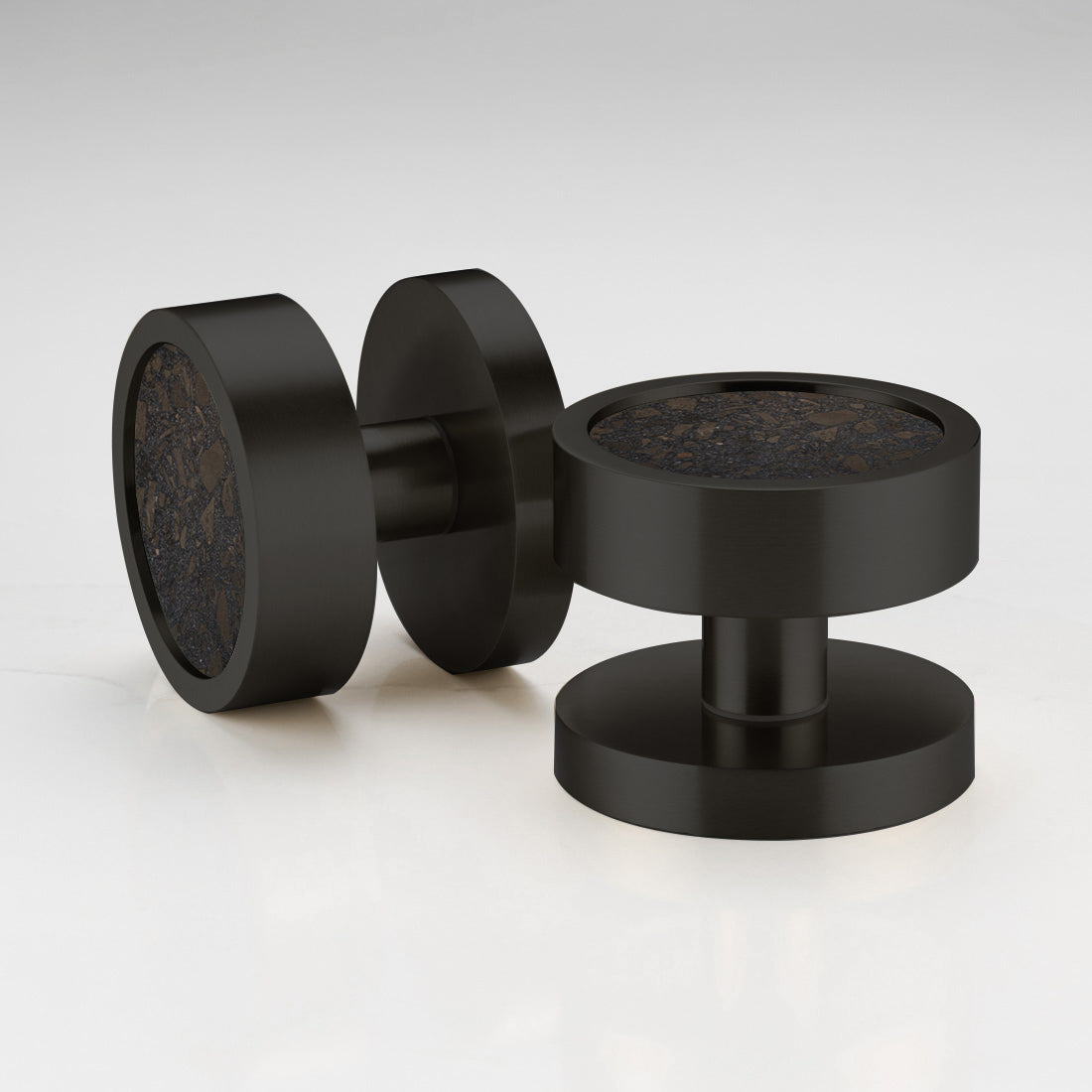 Brass & Terrazzo Mortice Door Knobs in Black