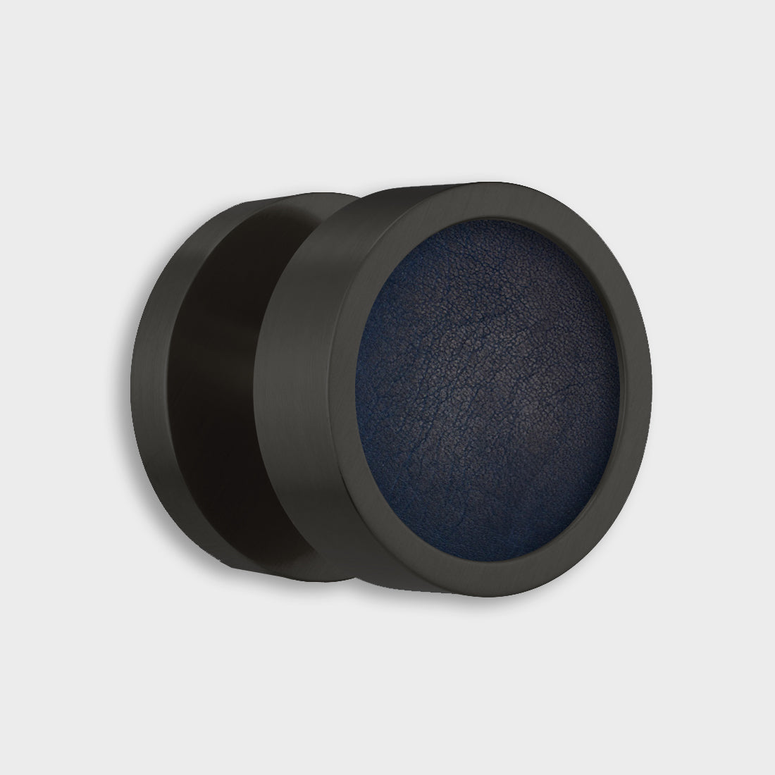Brass & Leather Mortice Door Knobs in Black