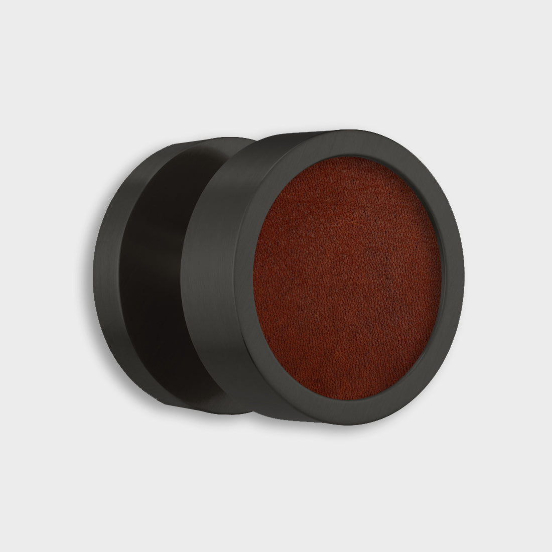 Brass & Leather Mortice Door Knobs in Black