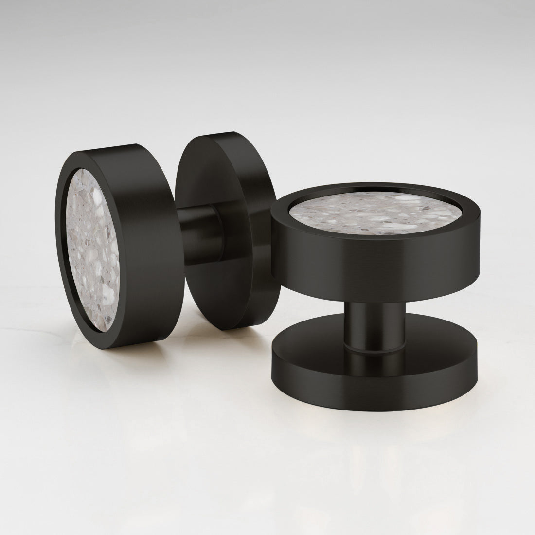Brass & Terrazzo Mortice Door Knobs in Black