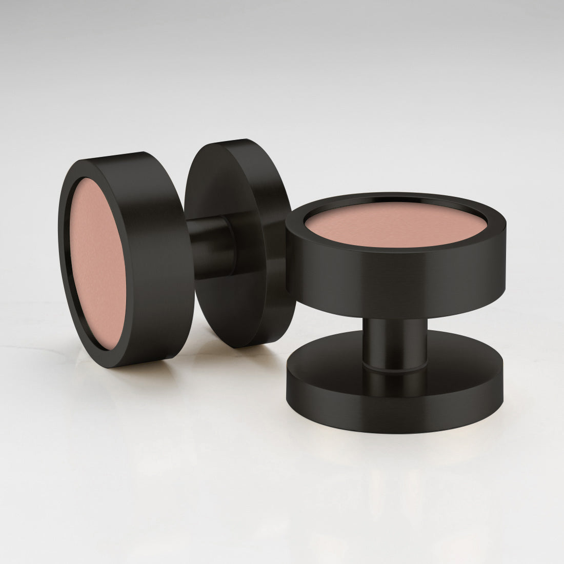 Brass & Leather Mortice Door Knobs in Black