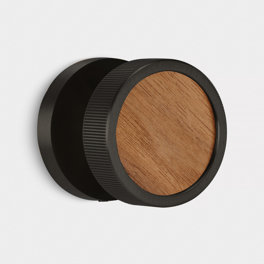 Brass & Wood Mortice Door Knobs in Black