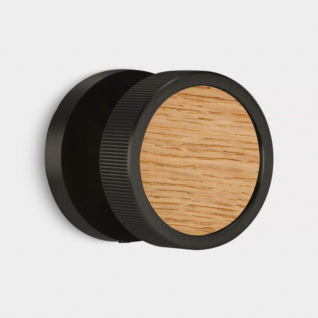 Brass & Wood Mortice Door Knobs in Black