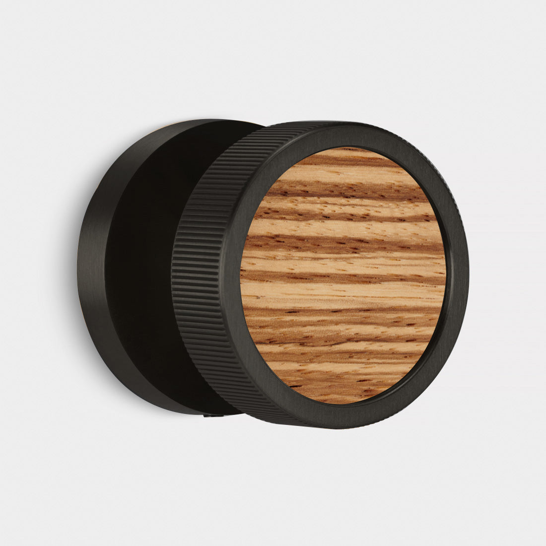 Brass & Wood Mortice Door Knobs in Black