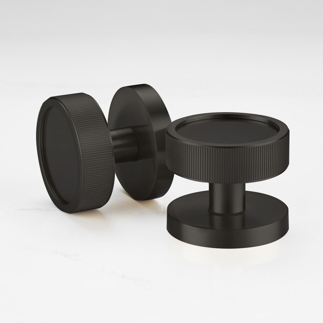 Black Linear Mortice Door Knob Pair