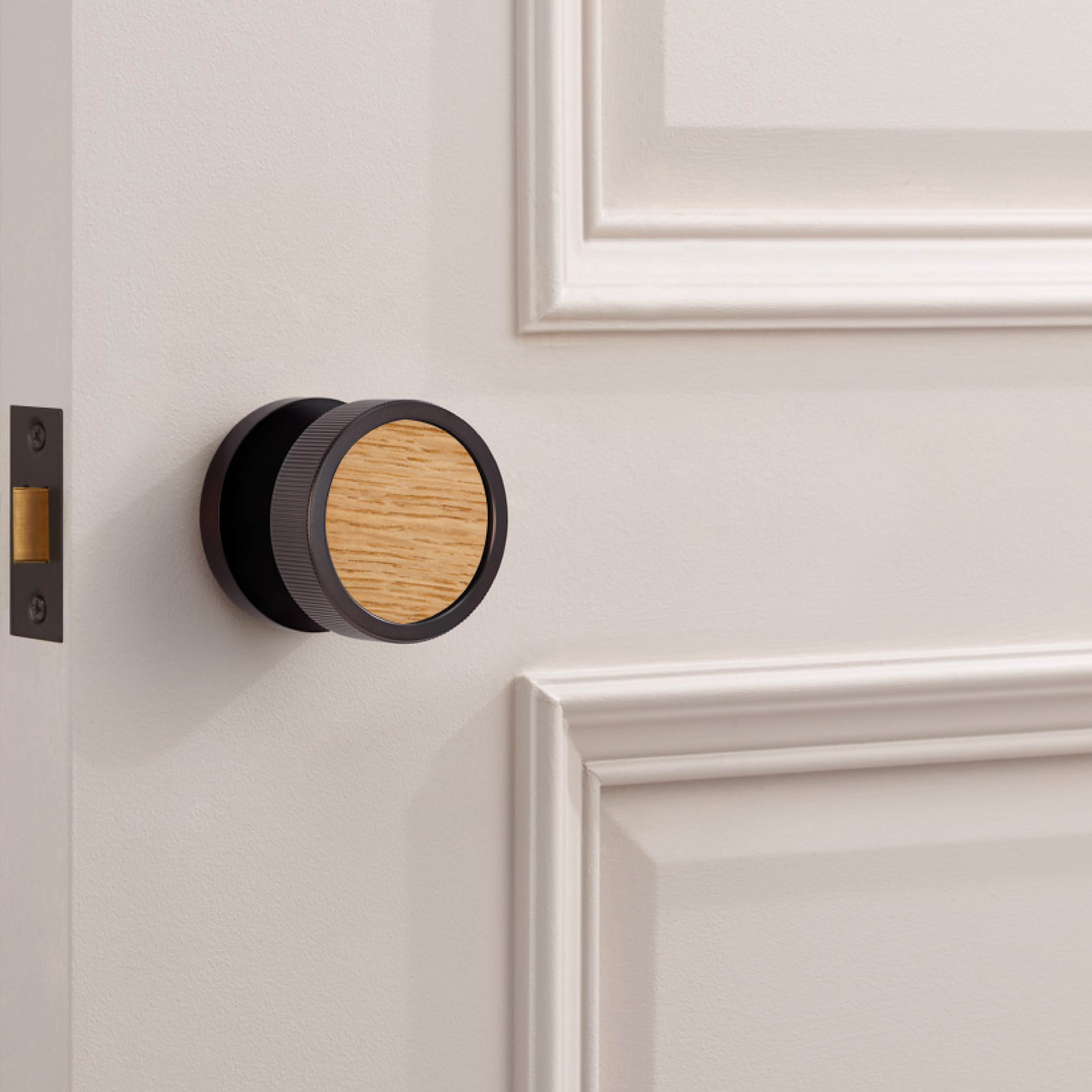 Brass & Wood Mortice Door Knobs in Bronze