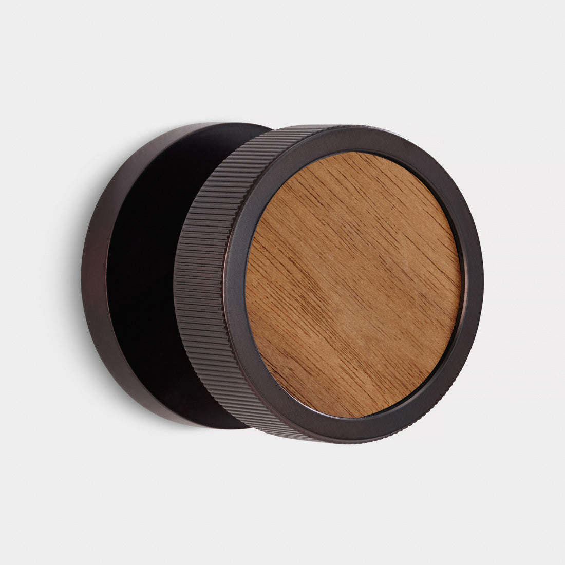 Brass & Wood Mortice Door Knobs in Bronze