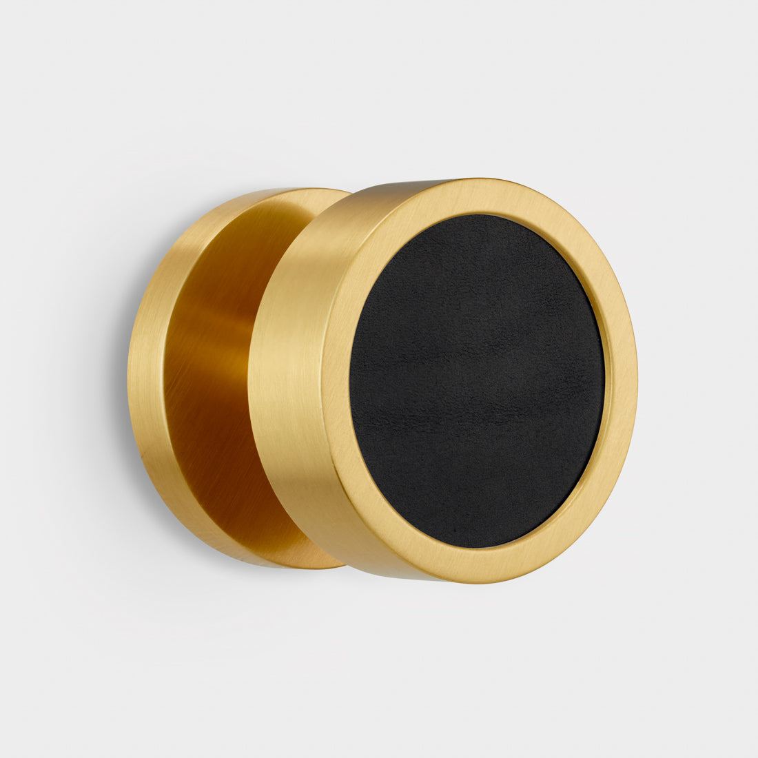 Brass & Leather Mortice Door Knobs in Gold