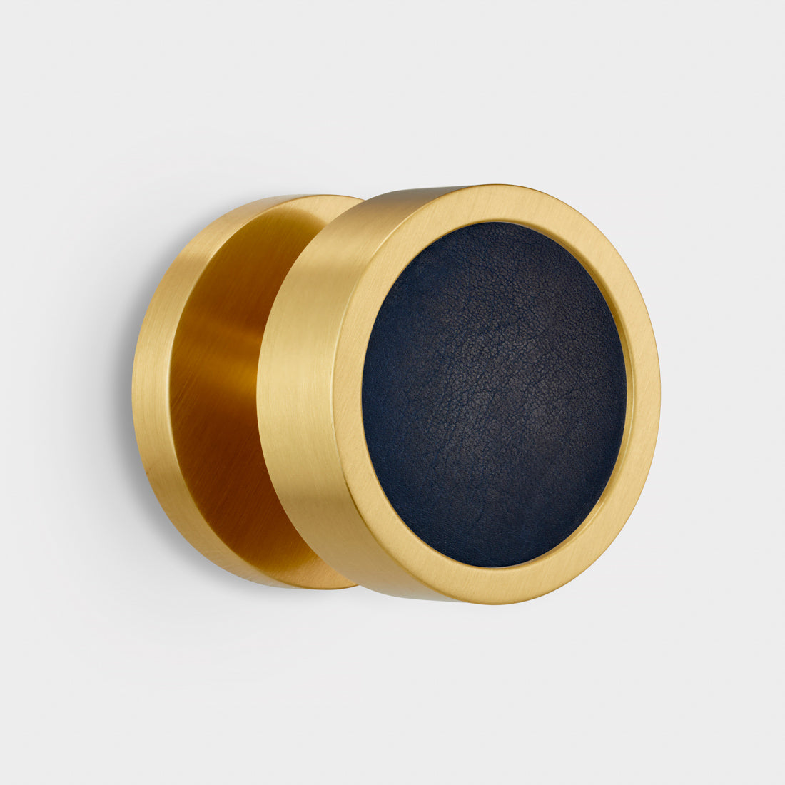 Brass & Leather Mortice Door Knobs in Gold