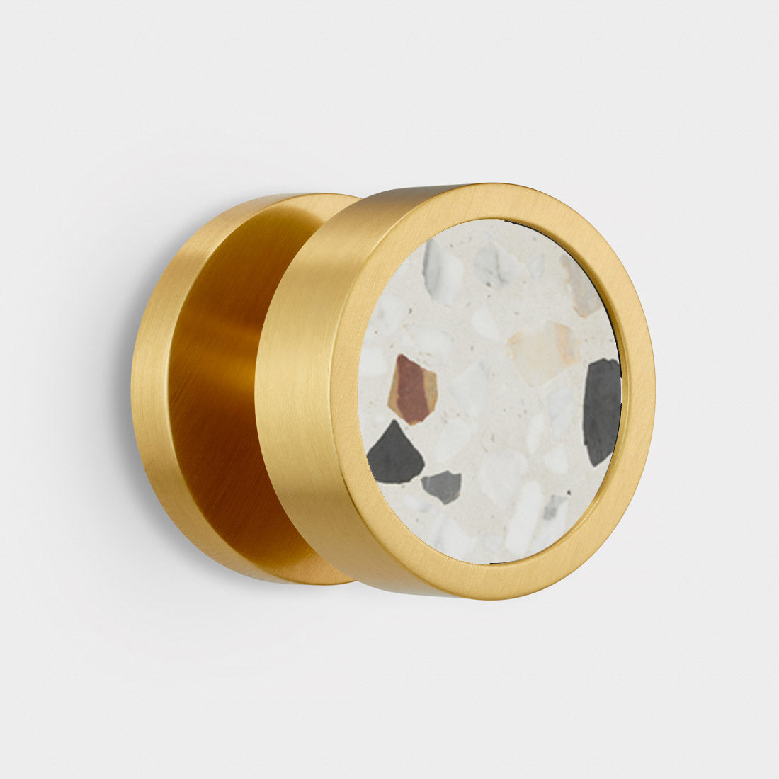 Brass & Terrazzo Mortice Door Knobs in Gold