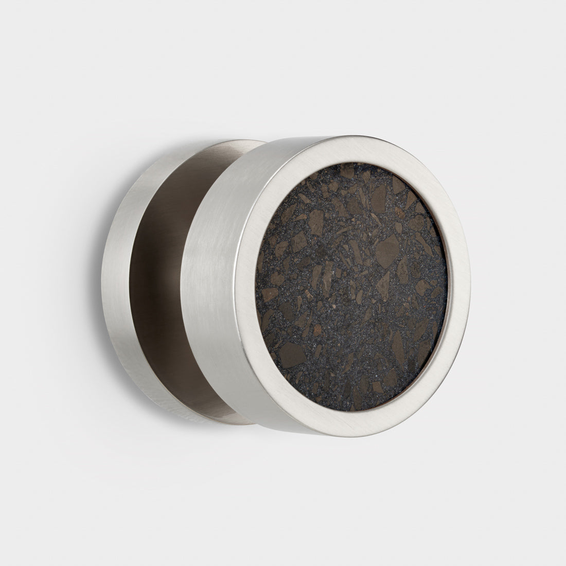 Brass & Terrazzo Mortice Door Knobs in Silver