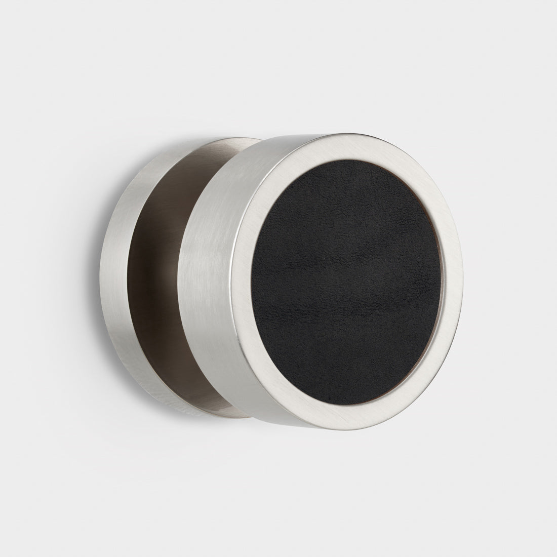 Brass & Leather Mortice Door Knobs in Silver