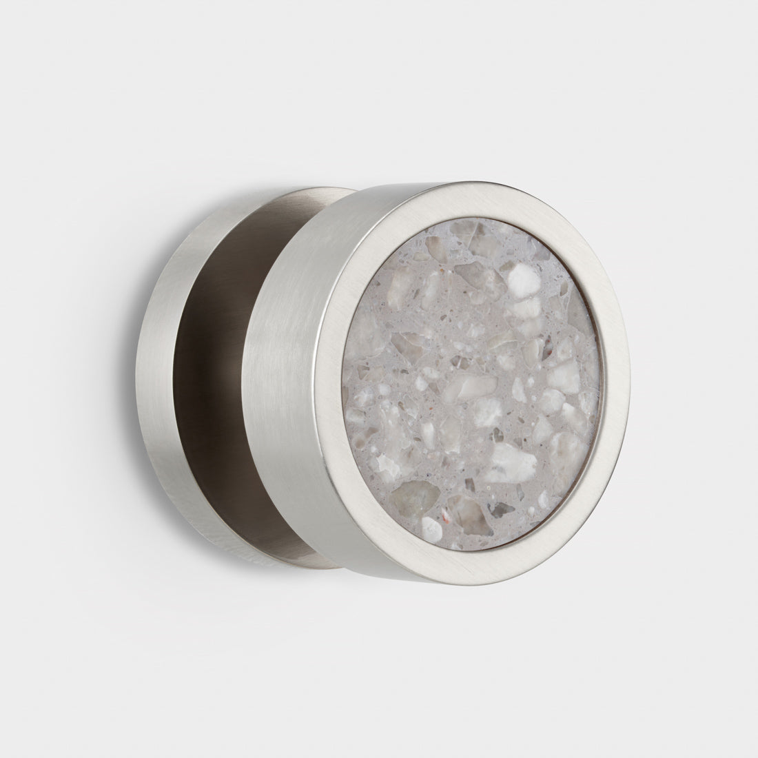 Brass & Terrazzo Mortice Door Knobs in Silver