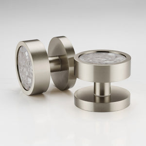 Brass & Terrazzo Mortice Door Knobs in Silver