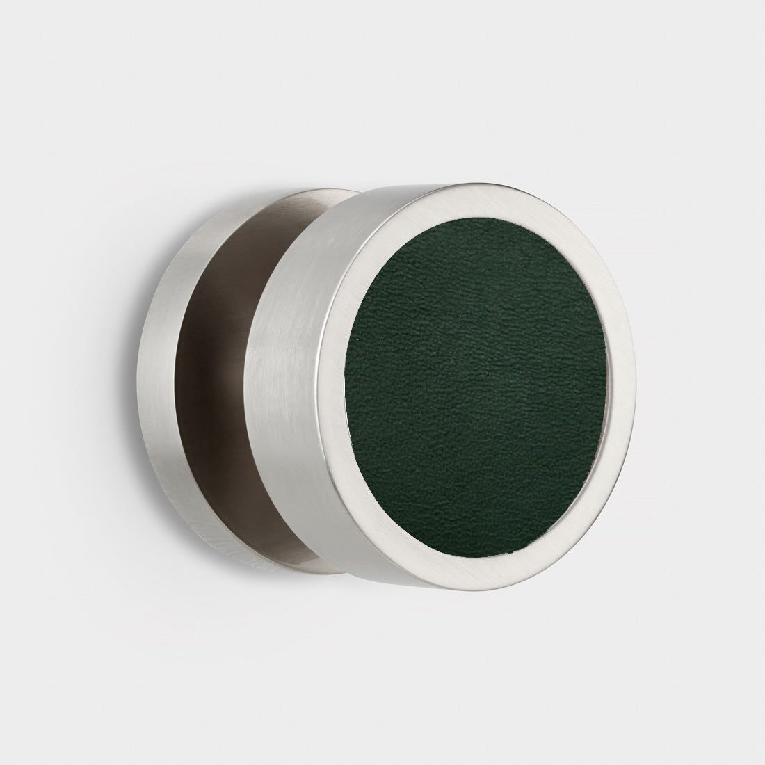 Brass & Leather Mortice Door Knobs in Silver