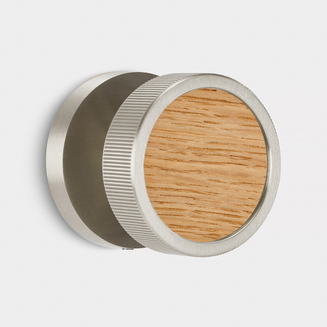 Brass & Wood Mortice Door Knobs in Silver