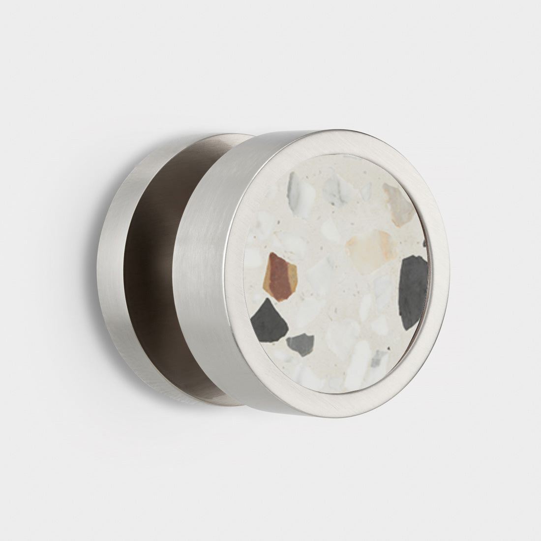Brass & Terrazzo Mortice Door Knobs in Silver