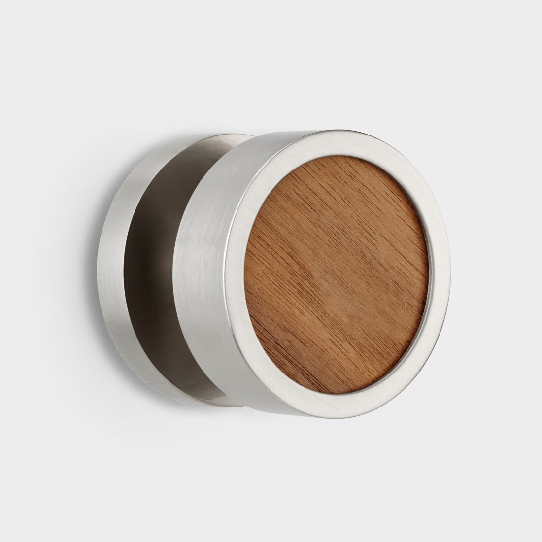 Brass & Wood Mortice Door Knobs in Silver