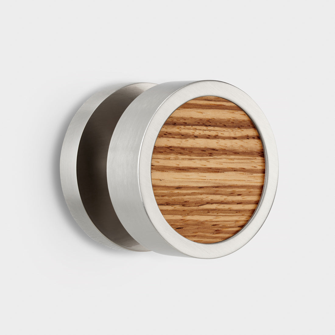 Brass & Wood Mortice Door Knobs in Silver