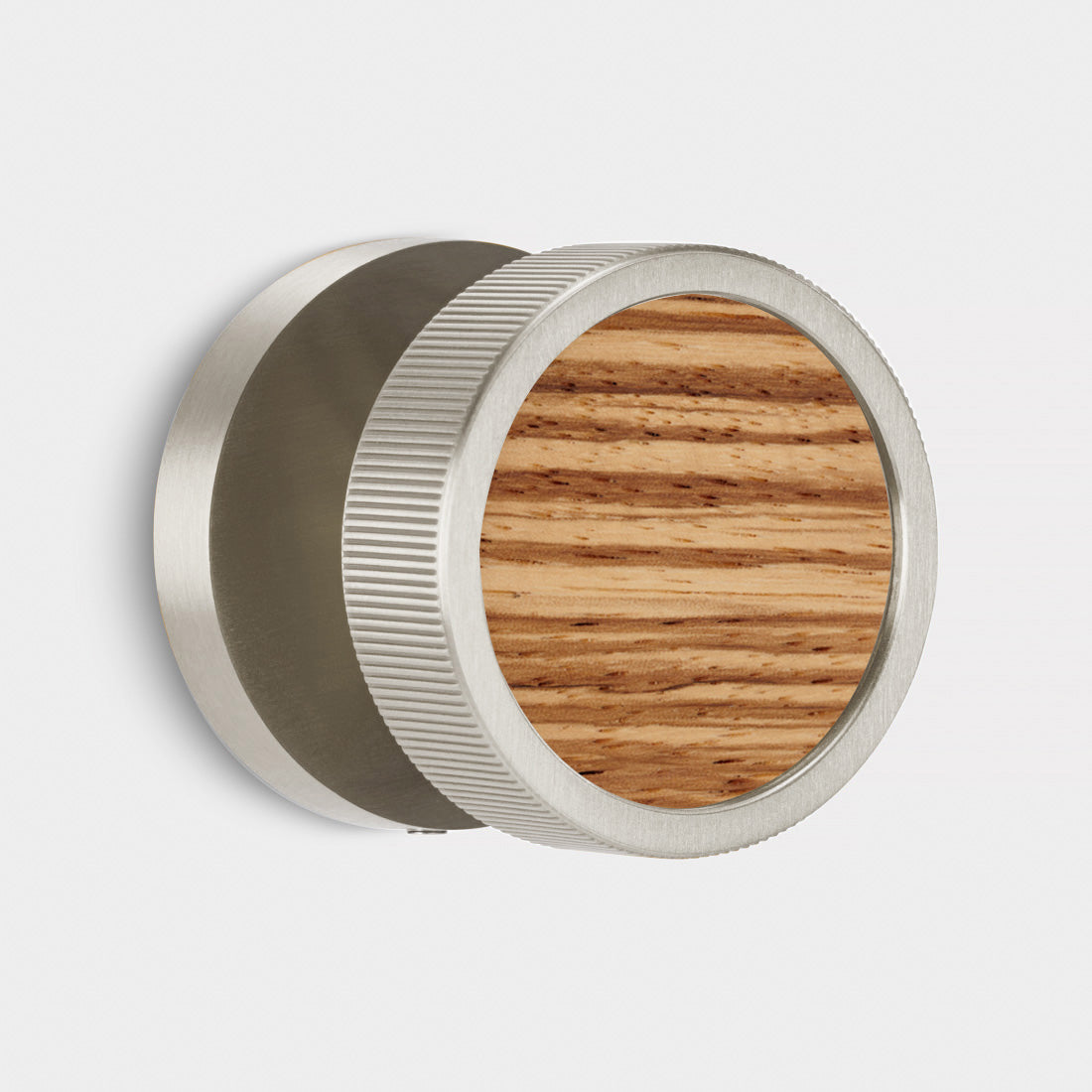 Brass & Wood Mortice Door Knobs in Silver