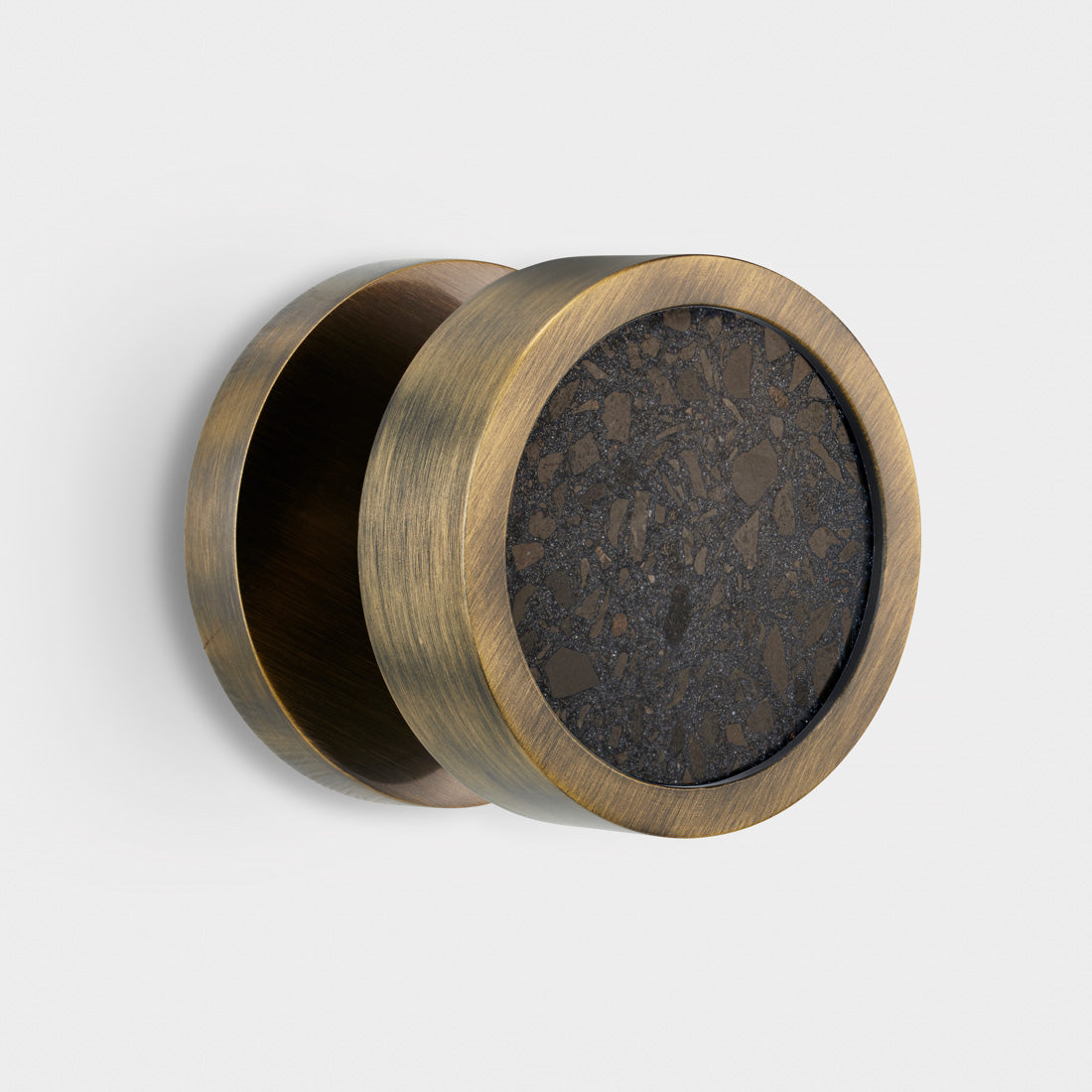 Brass & Terrazzo Mortice Door Knobs in Antique