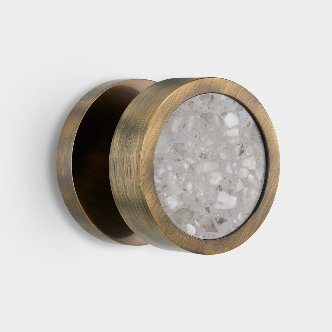 Brass & Terrazzo Mortice Door Knobs in Antique