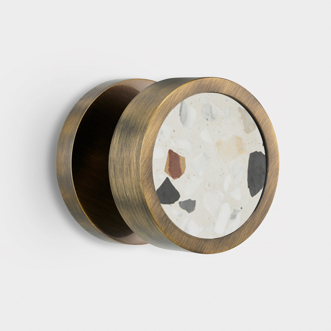 Brass & Terrazzo Mortice Door Knobs in Antique