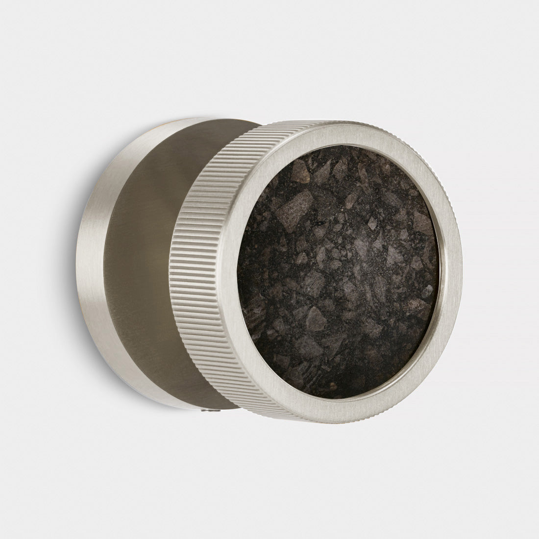 Brass & Terrazzo Mortice Door Knobs in Silver