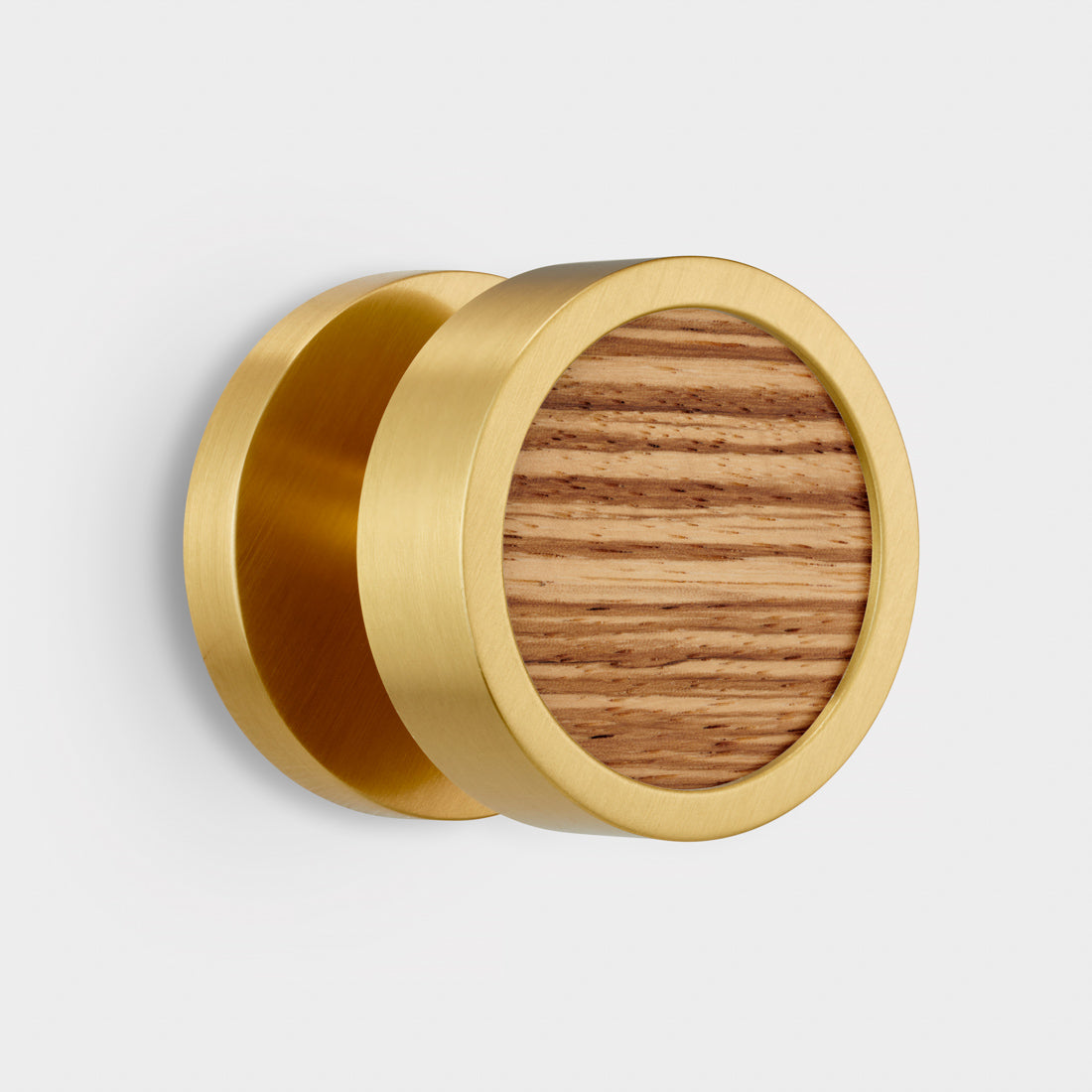 Brass & Wood Mortice Door Knobs in Gold