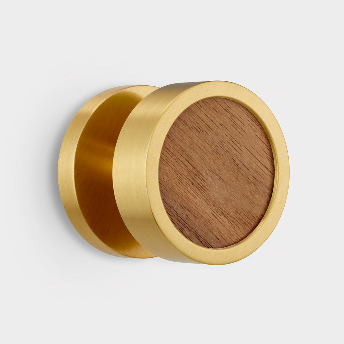 Brass & Wood Mortice Door Knobs in Gold
