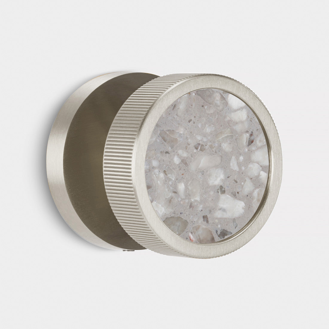 Brass & Terrazzo Mortice Door Knobs in Silver