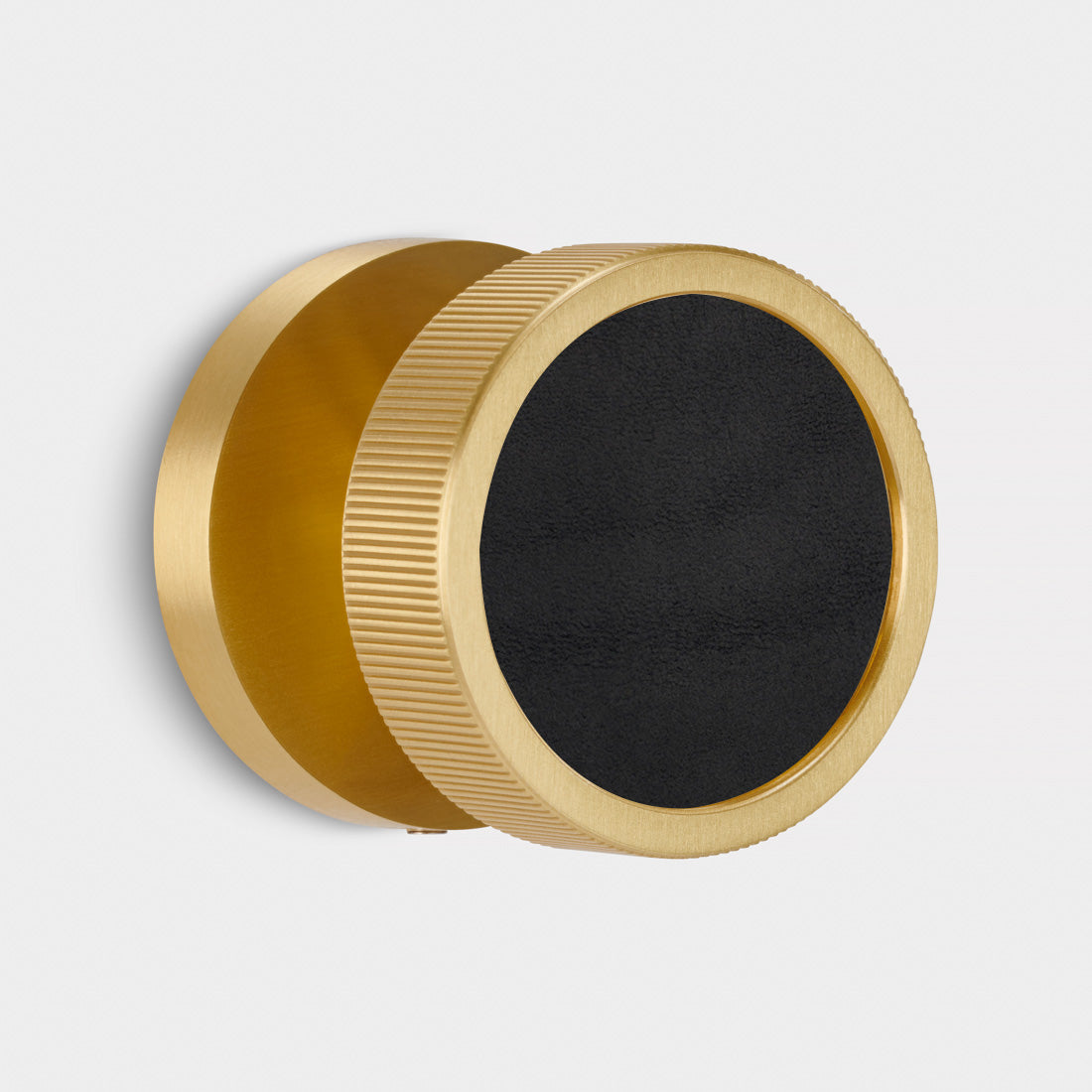 Brass & Leather Mortice Door Knobs in Gold