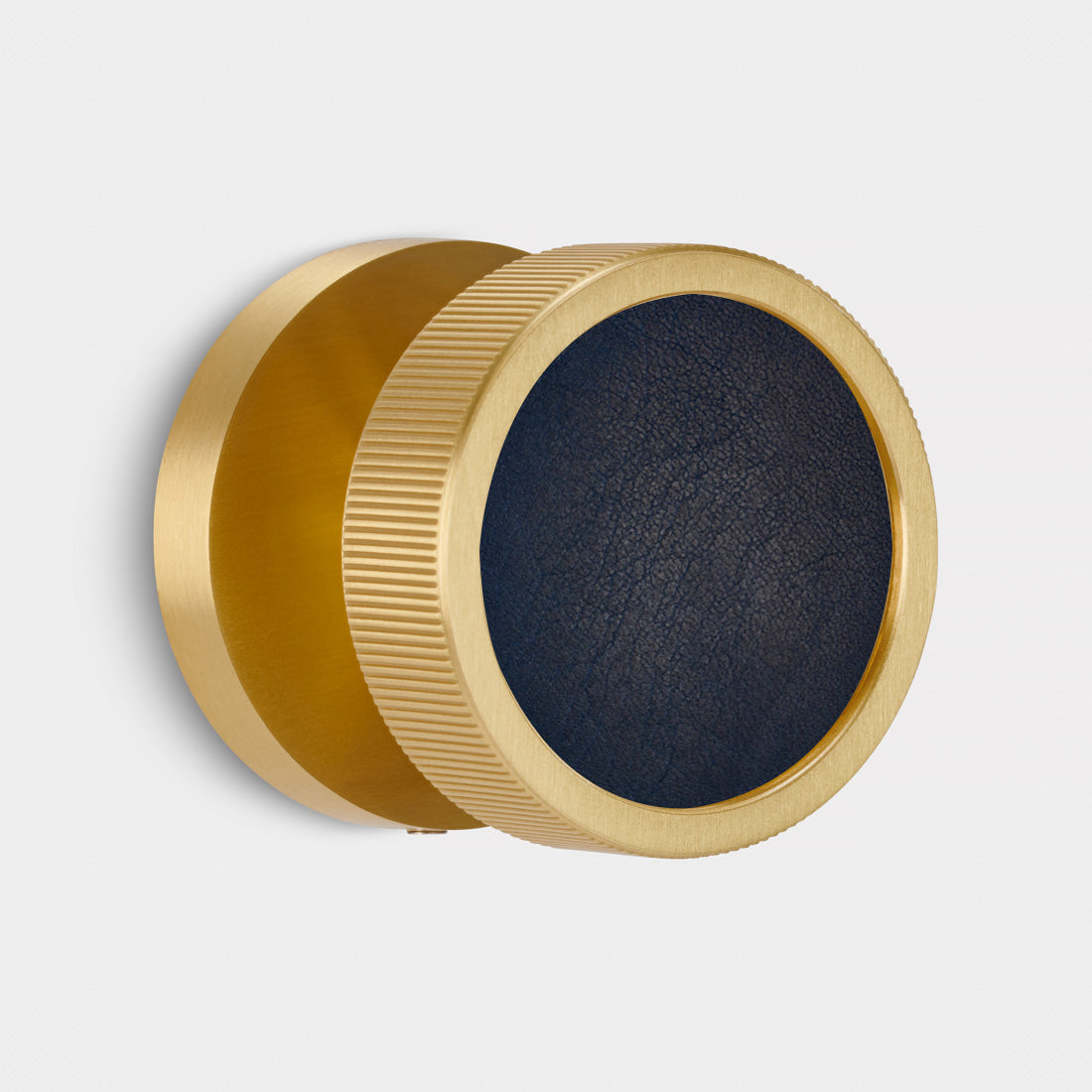 Brass & Leather Mortice Door Knobs in Gold