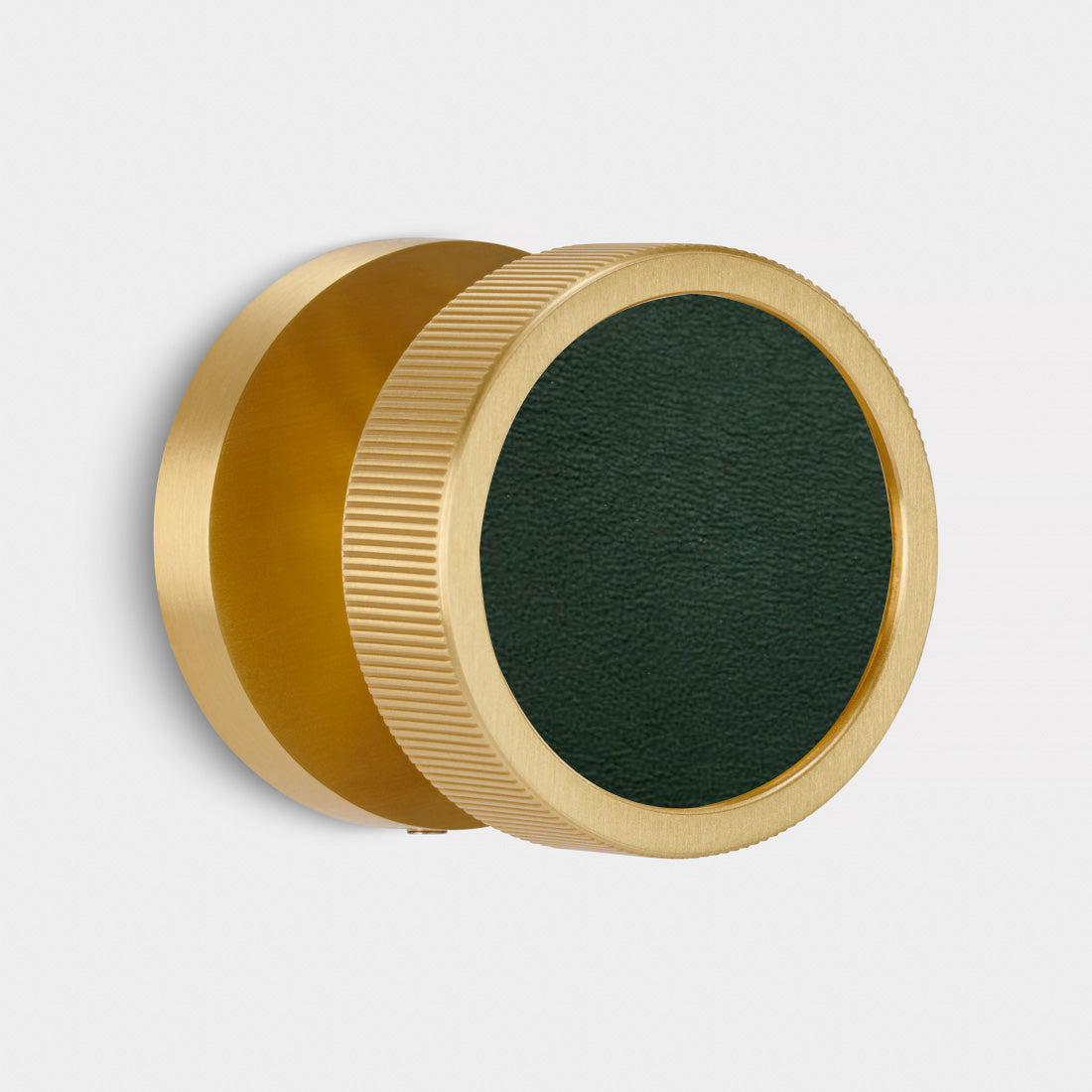 Brass & Leather Mortice Door Knobs in Gold