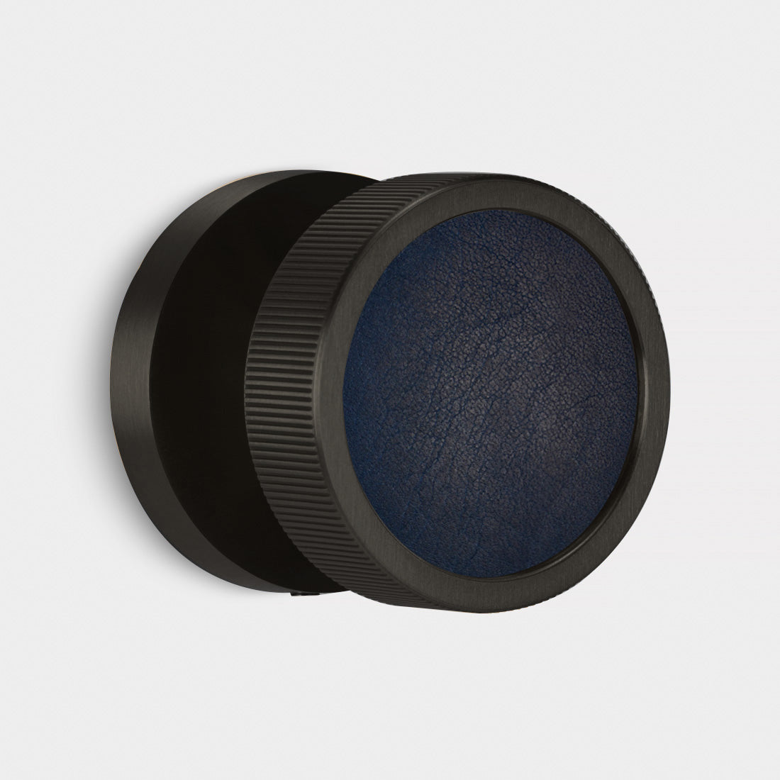 Brass & Leather Mortice Door Knobs in Black