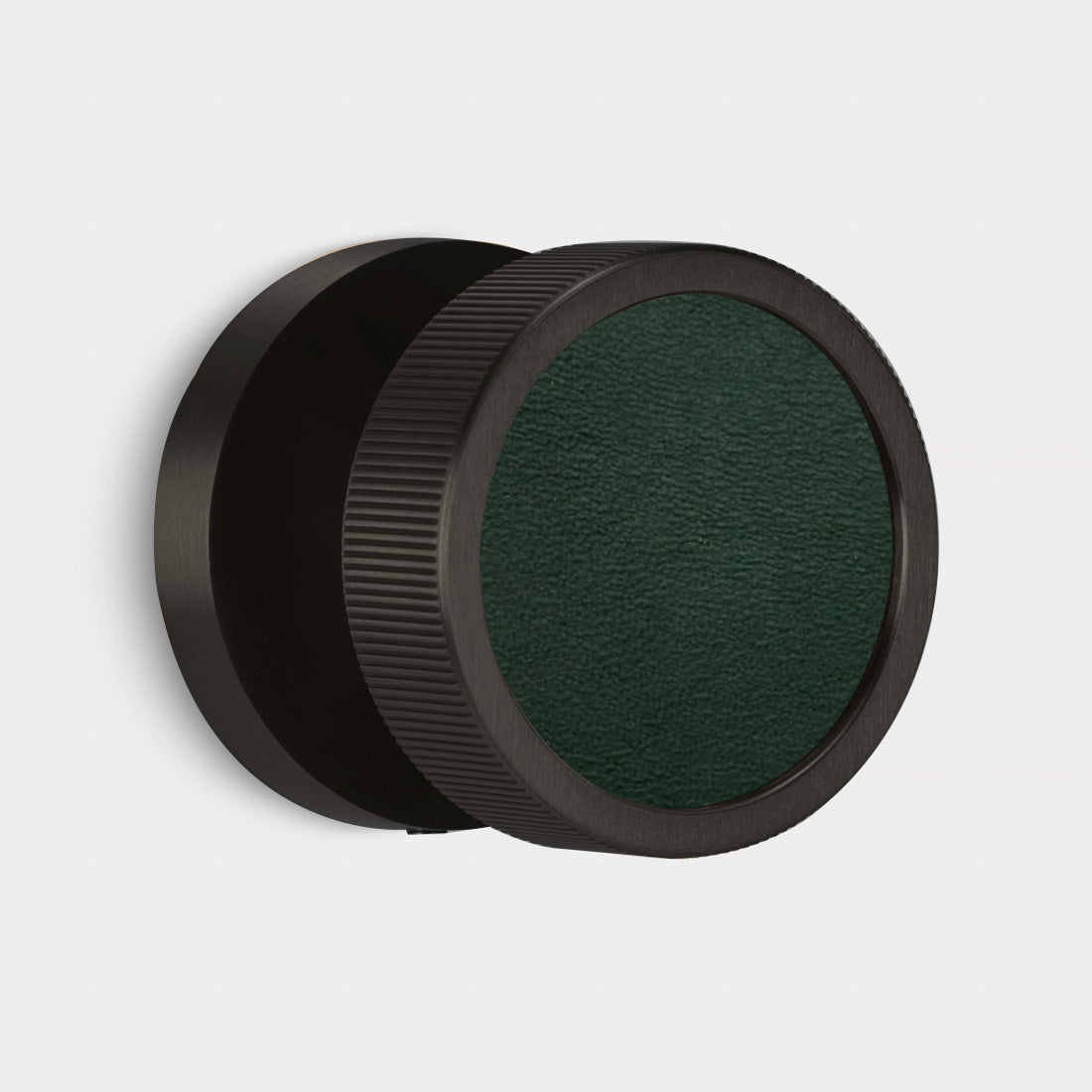 Brass & Leather Mortice Door Knobs in Black