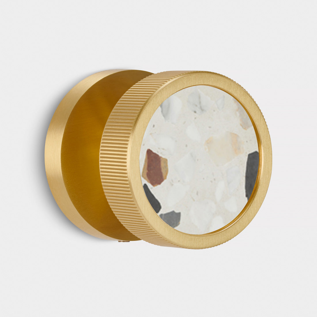 Brass & Terrazzo Mortice Door Knobs in Gold