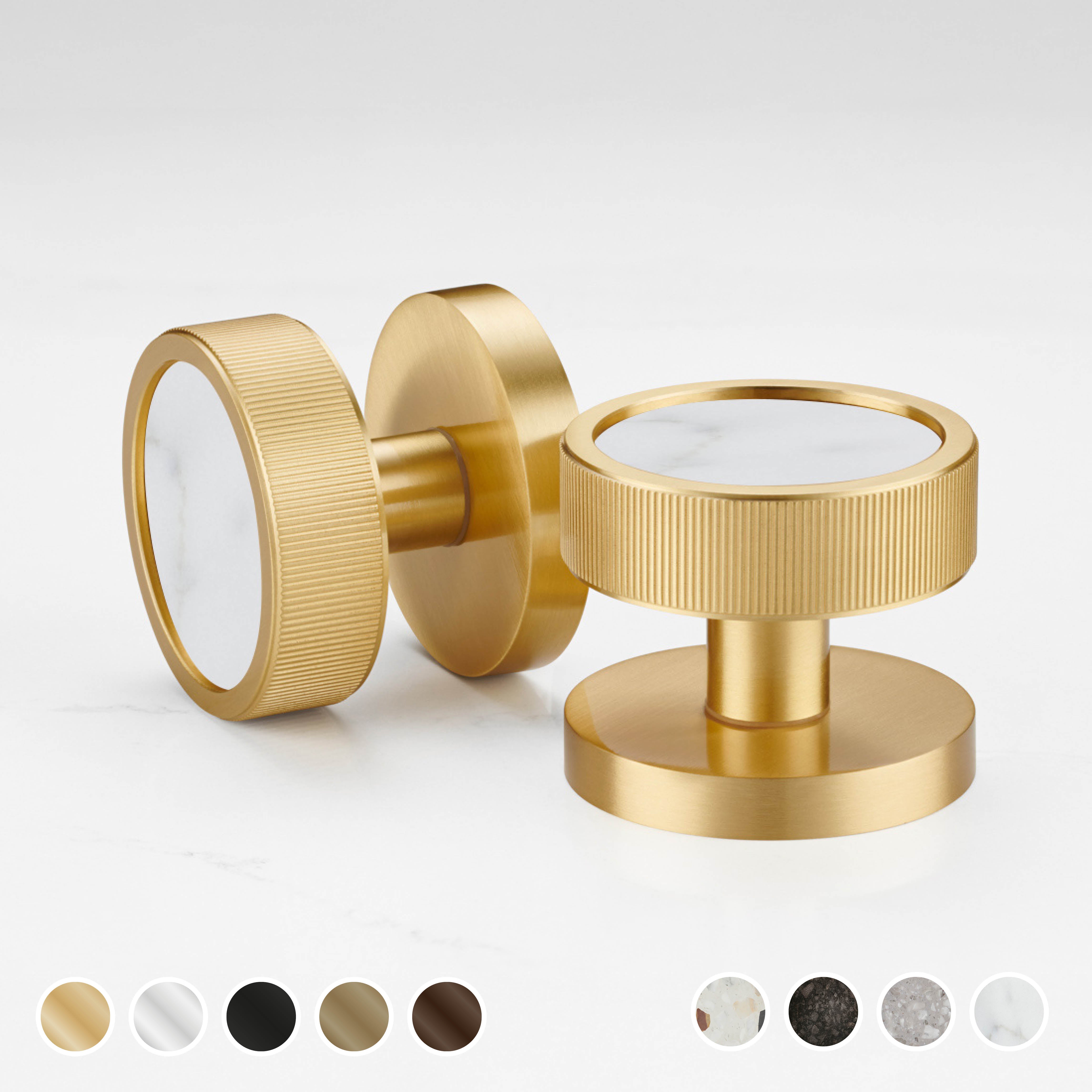 Brass & Terrazzo Mortice Door Knobs - Linear