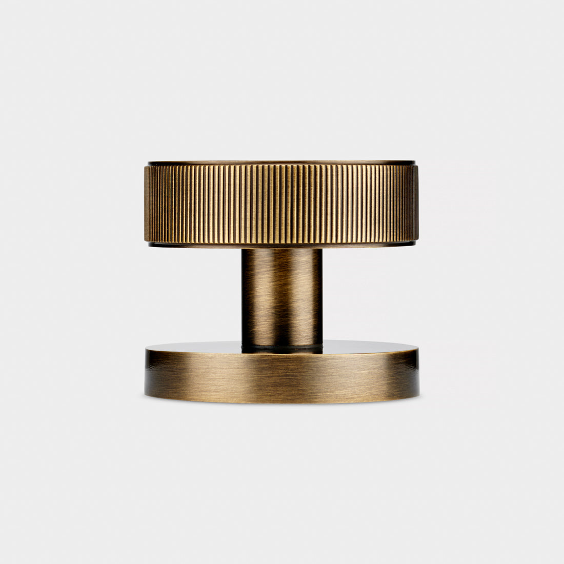 Brass & Leather Mortice Door Knobs in Antique