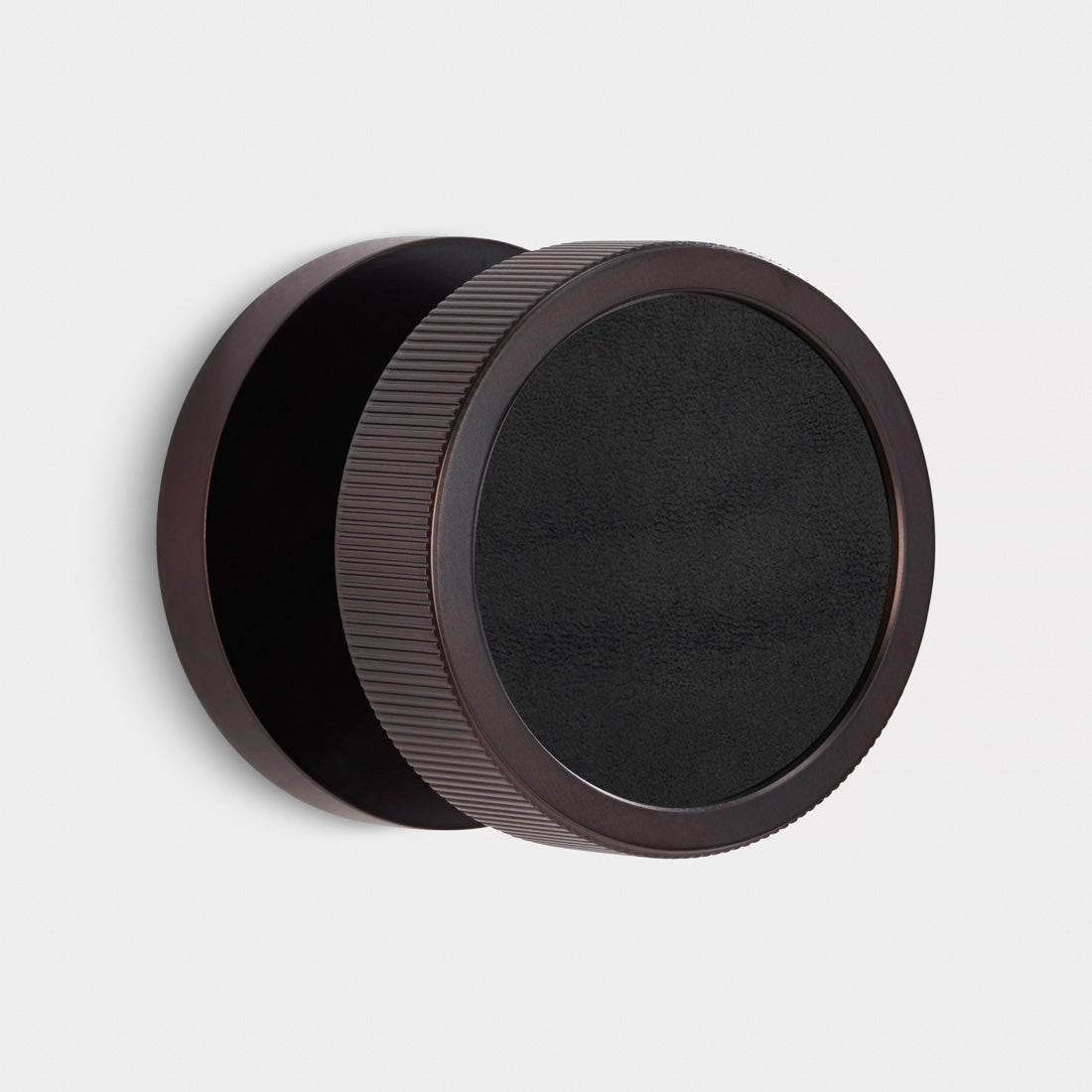 Brass & Leather Mortice Door Knobs in Bronze