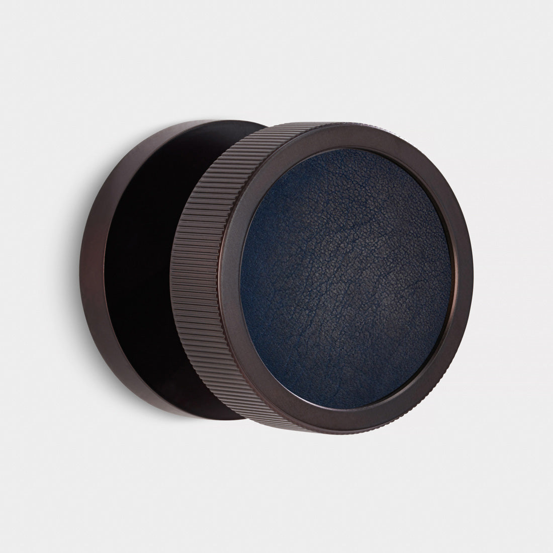 Brass & Leather Mortice Door Knobs in Bronze