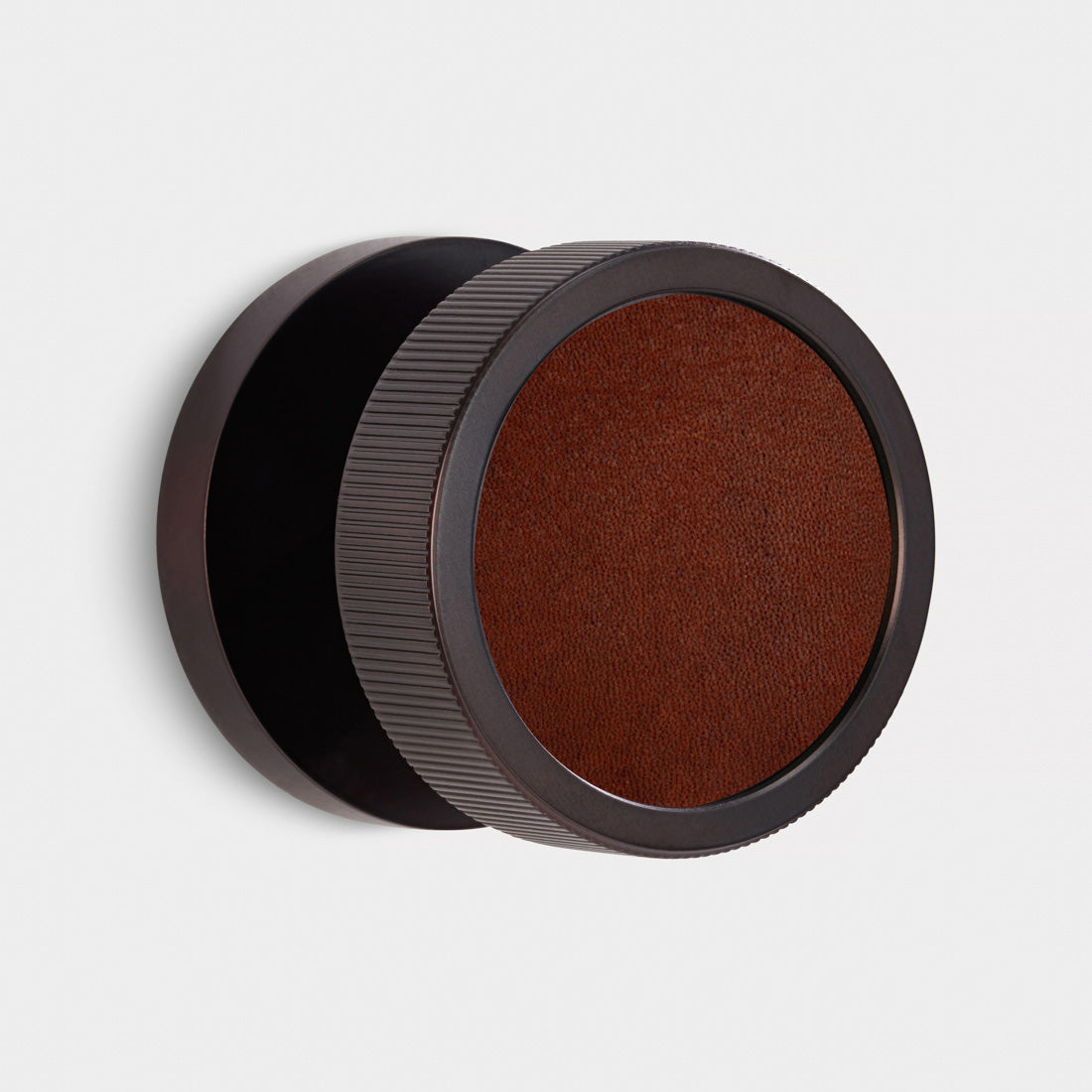 Brass & Leather Mortice Door Knobs in Bronze