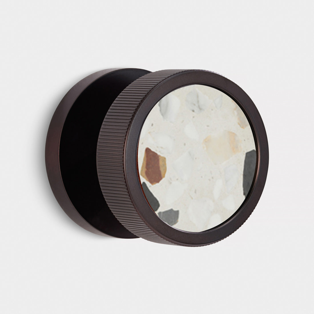 Brass & Terrazzo Mortice Door Knobs in Bronze