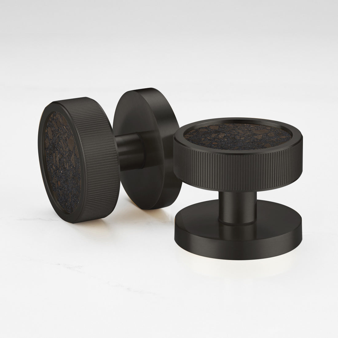 Brass & Terrazzo Mortice Door Knobs in Black