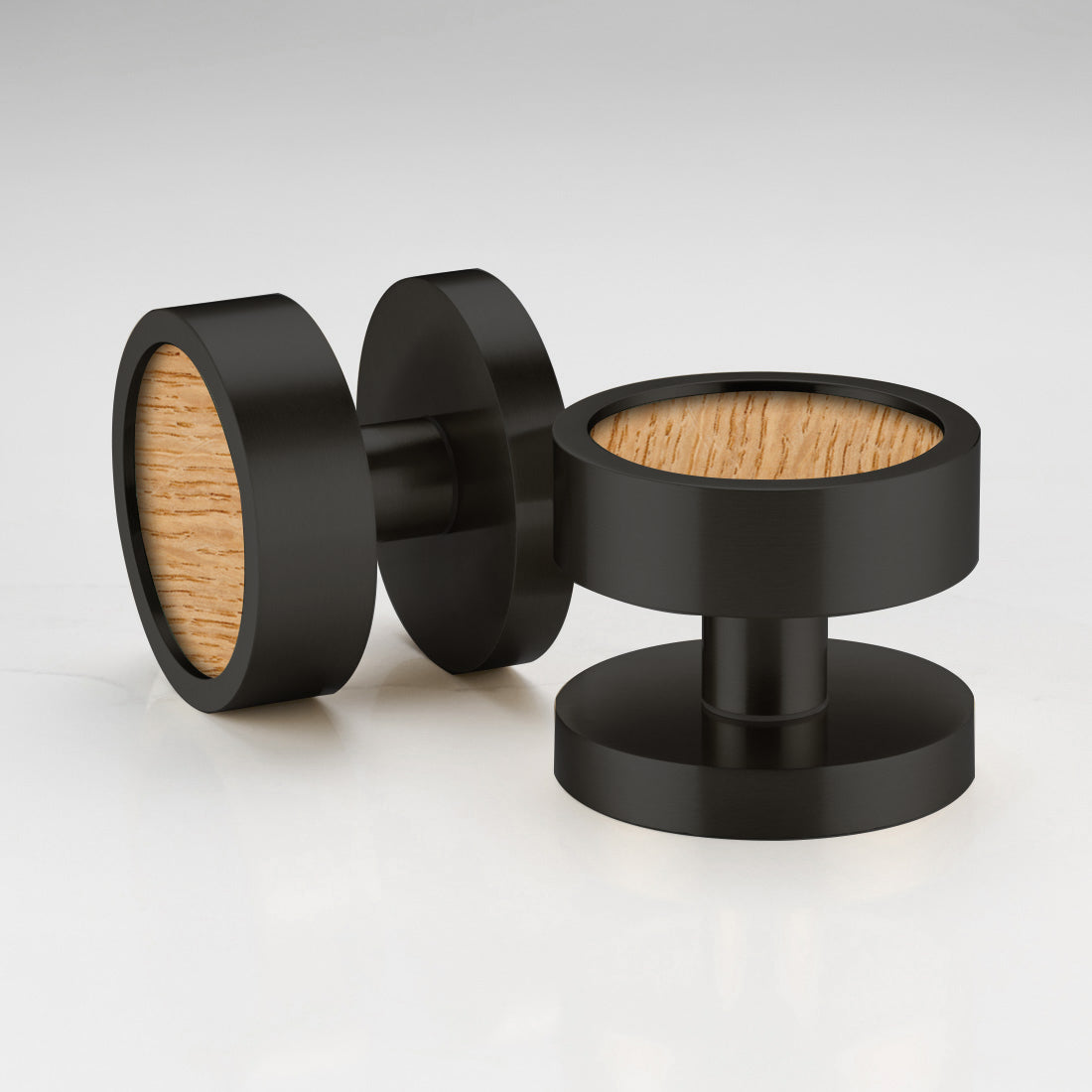 Brass & Wood Mortice Door Knobs in Black