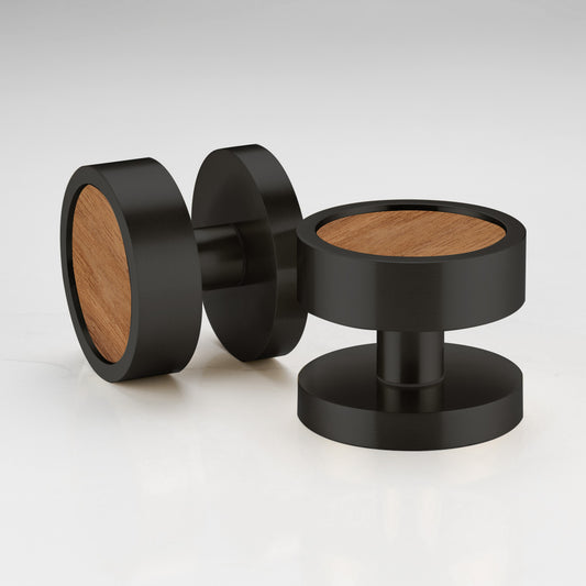 Brass & Wood Mortice Door Knobs in Black