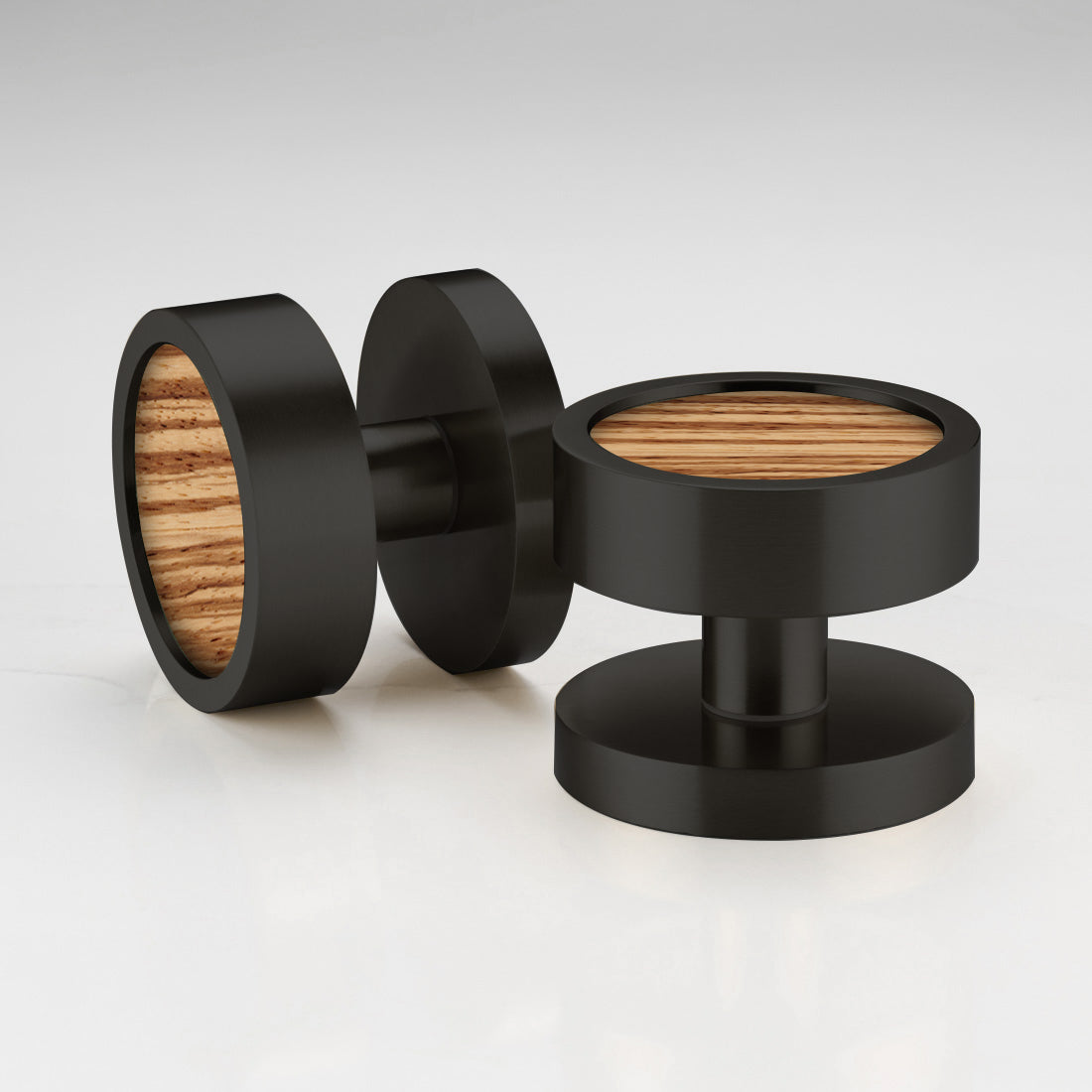 Brass & Wood Mortice Door Knobs in Black