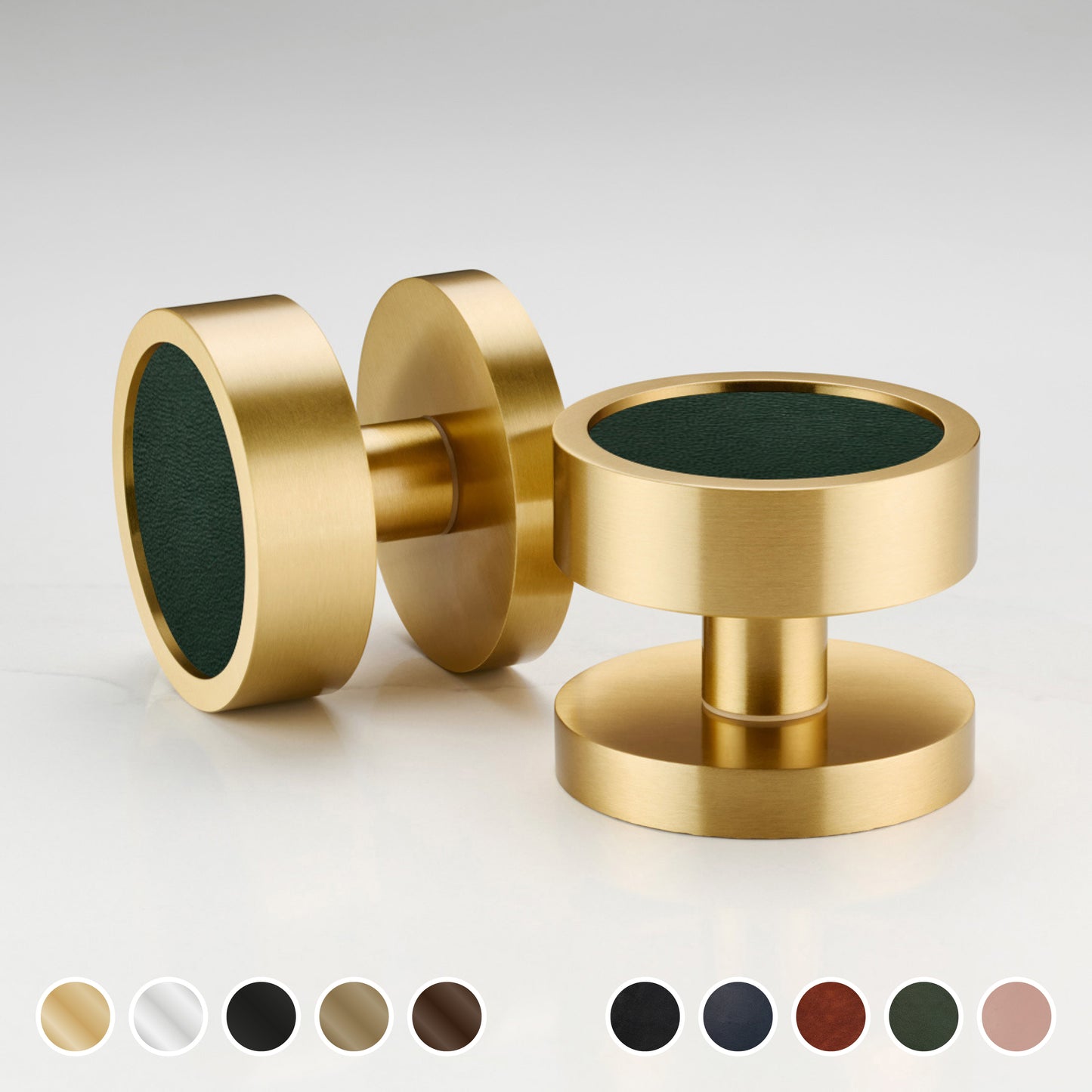 Brass & Leather Mortice Door Knobs