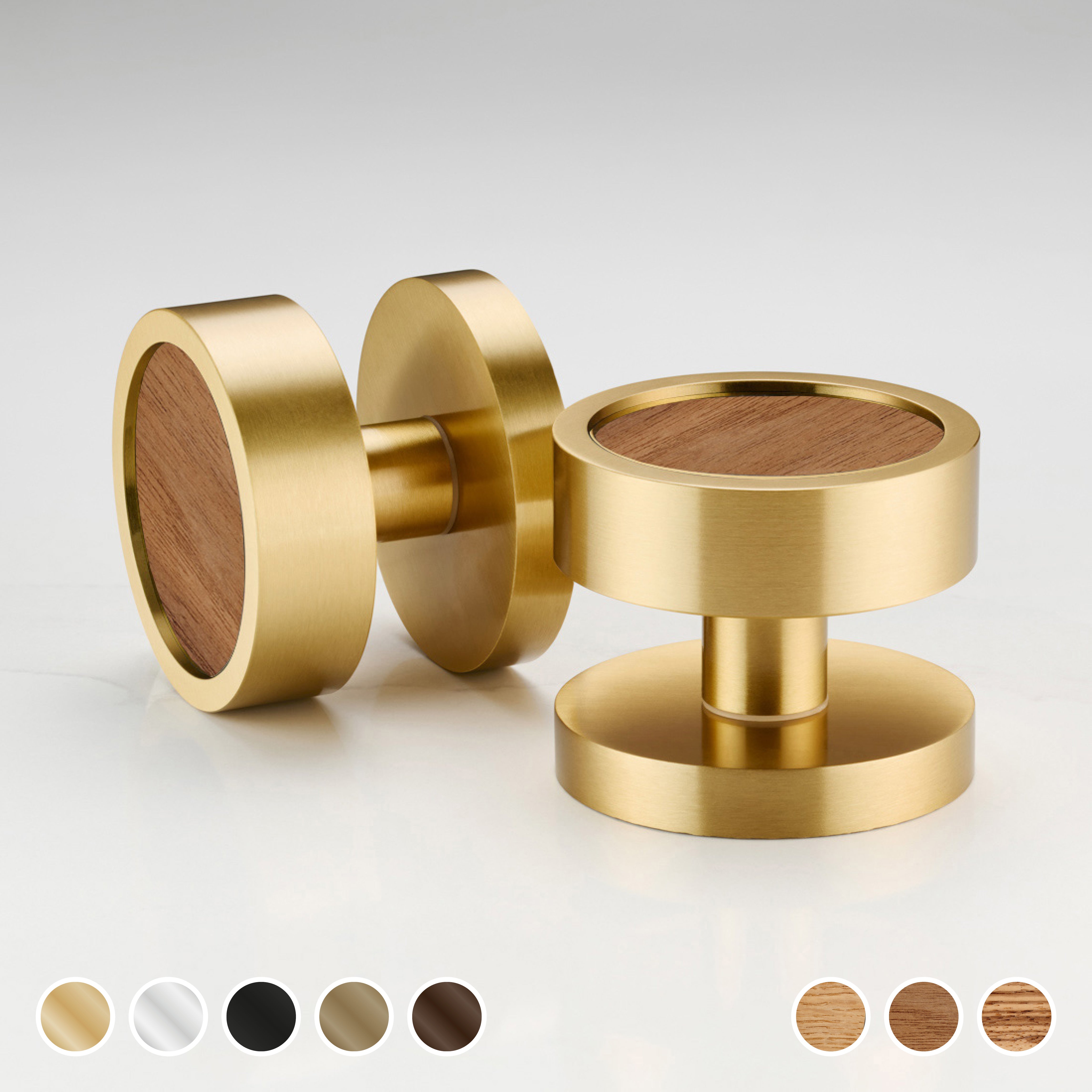 Brass & Wood Mortice Door Knobs